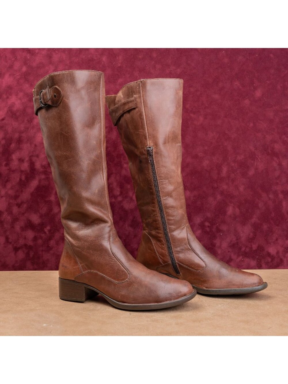 Born Wmn Brown Leather Zip Classic Riding Barn Farm Comfortable Boots 8US EUR39